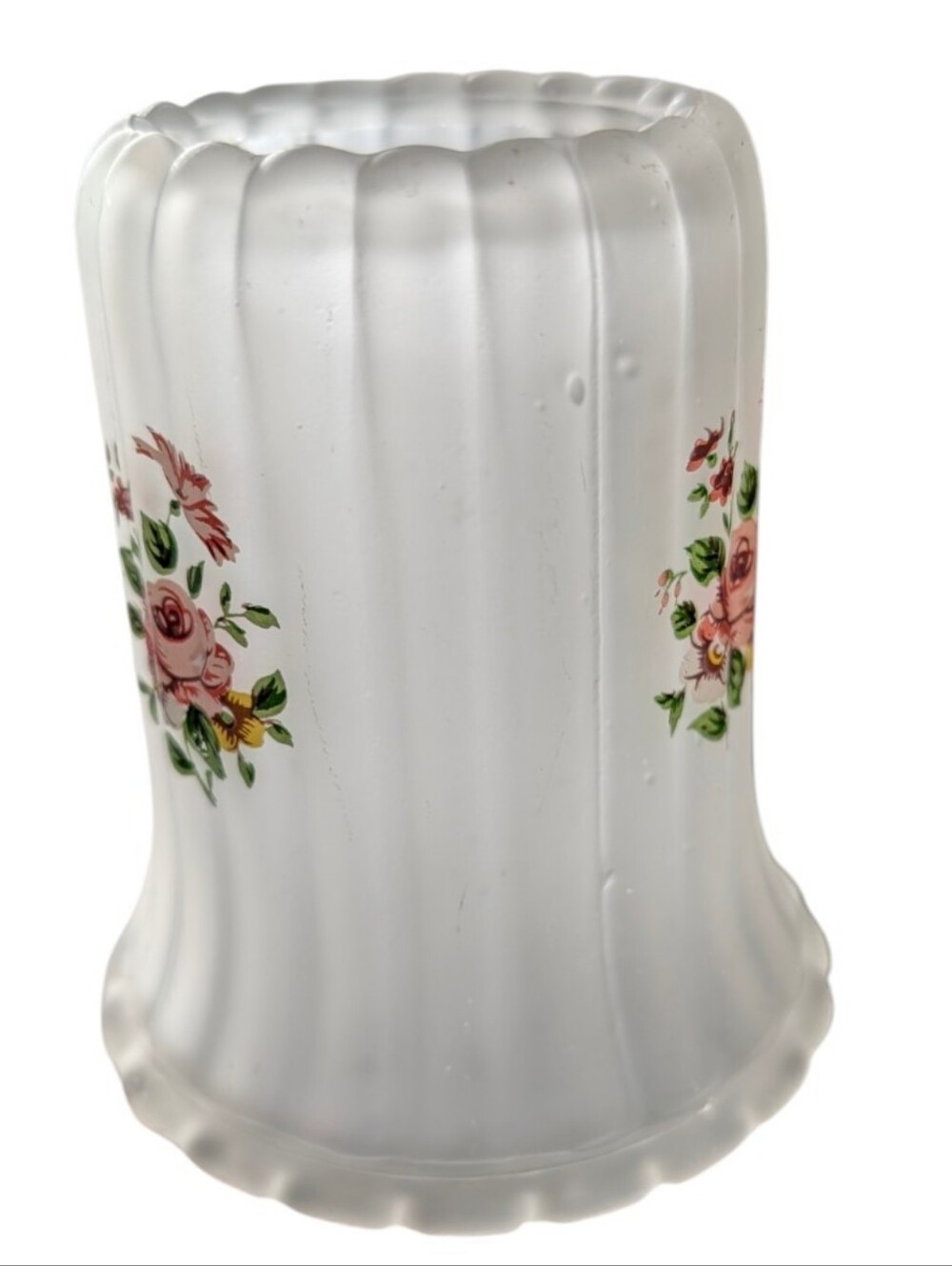 Vintage Westmoreland Frosted Satin Glass Rose Fairy Lamp Shade. SHADE ONLY - Picture 10 of 16